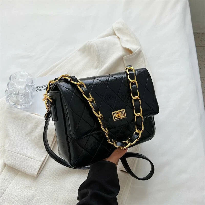 Women Mini Handbag PU Leather Shoulder Crossbody Luxury Trendy Black Purse