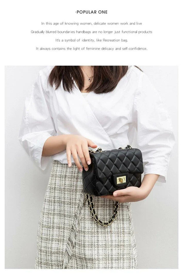 Women Mini Handbag PU Leather Shoulder Crossbody Luxury Trendy Black Purse