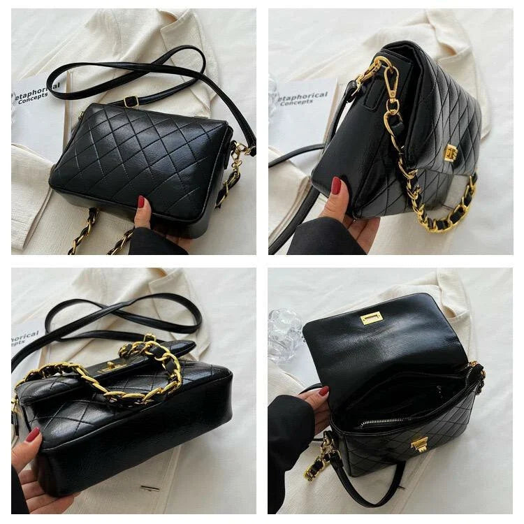 Women Mini Handbag PU Leather Shoulder Crossbody Luxury Trendy Black Purse